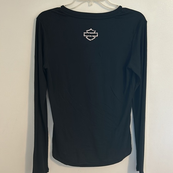 Women’s Harley Davidson Black Long sleeve V-Neck Top. Lightweight Size Small - Picture 6 of 8